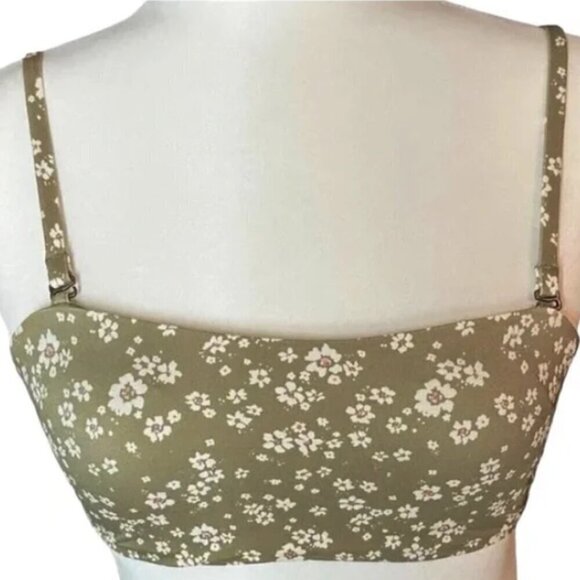Andie Bikini Top M Olive Ditsy Floral Bora Bora NWT Convertible Straps 7765 - Picture 1 of 16